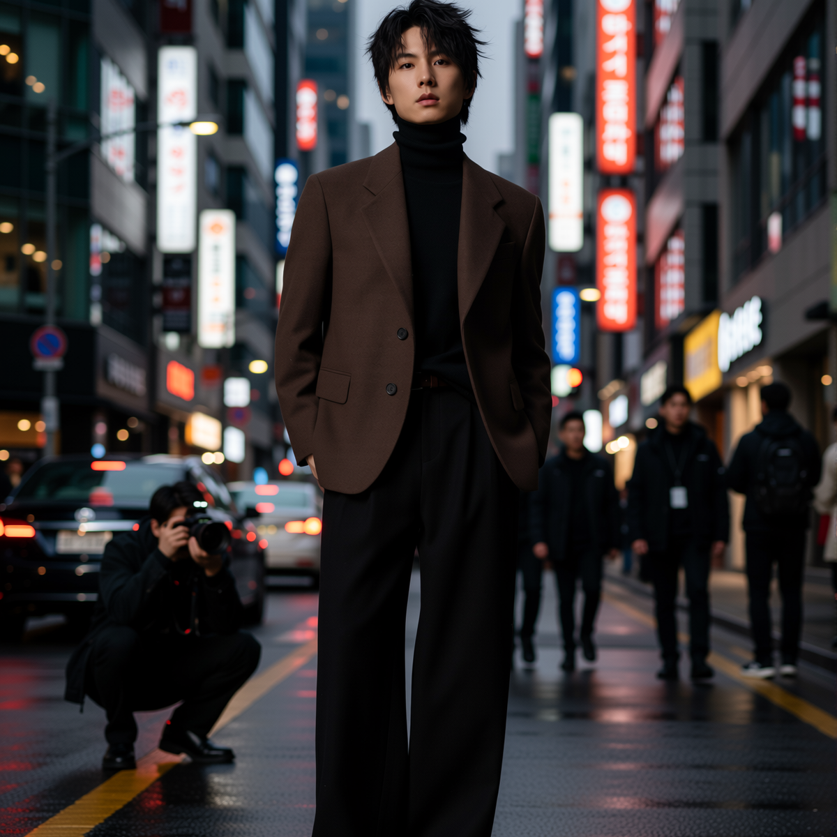 w2x保暖双面呢羊毛呢大衣加厚西服秋冬季外套男新款工装保暖西装