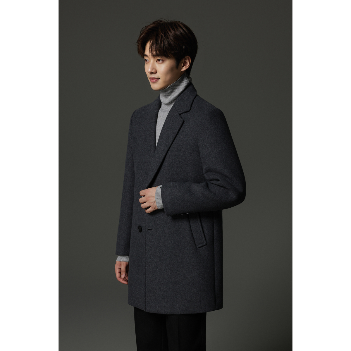 w2x新款濮院男士冬款羊毛双面呢中长款大衣英伦风毛呢风衣外套