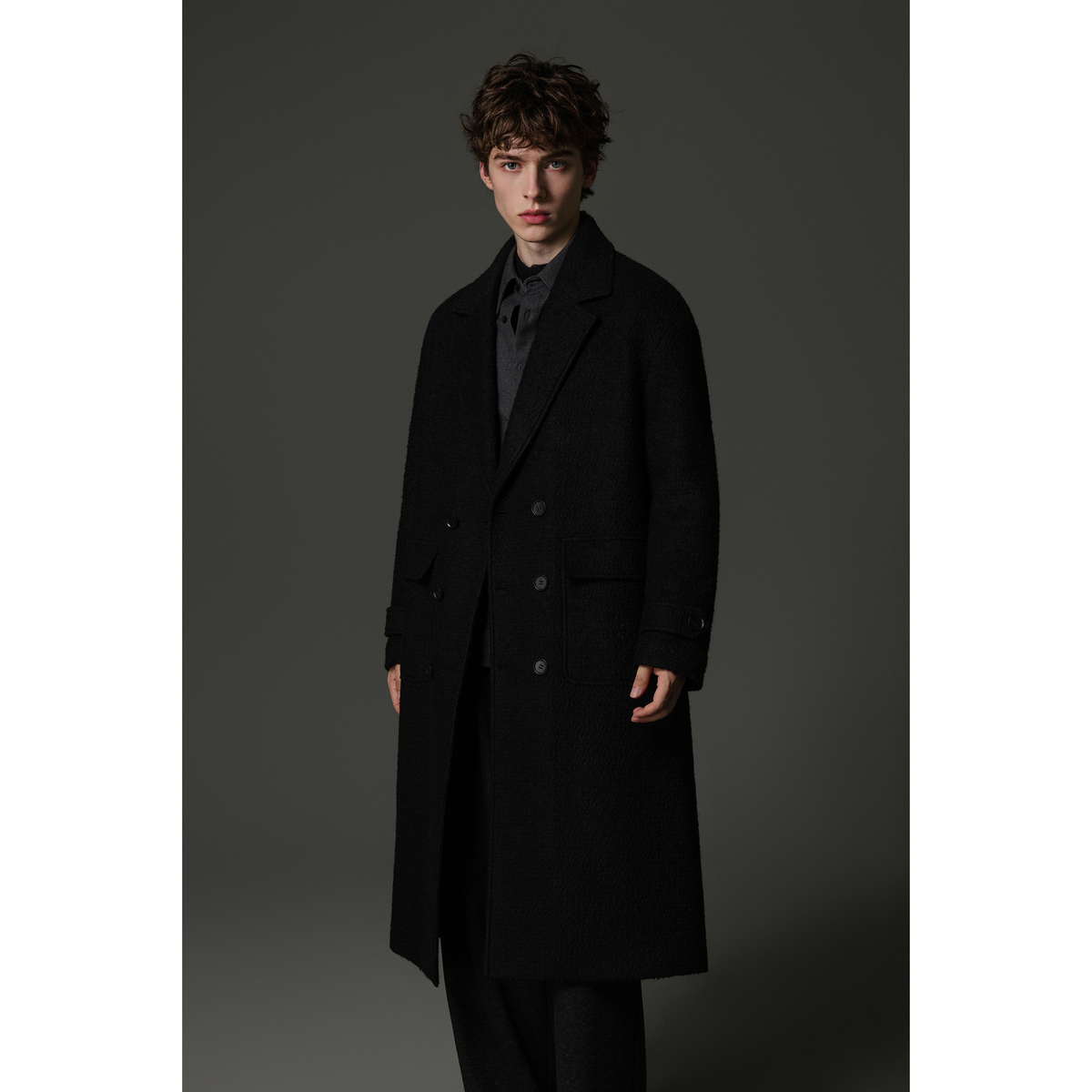 w2x英伦风风衣加厚秋冬季西装外套羊毛呢子大衣长款男装商务休闲