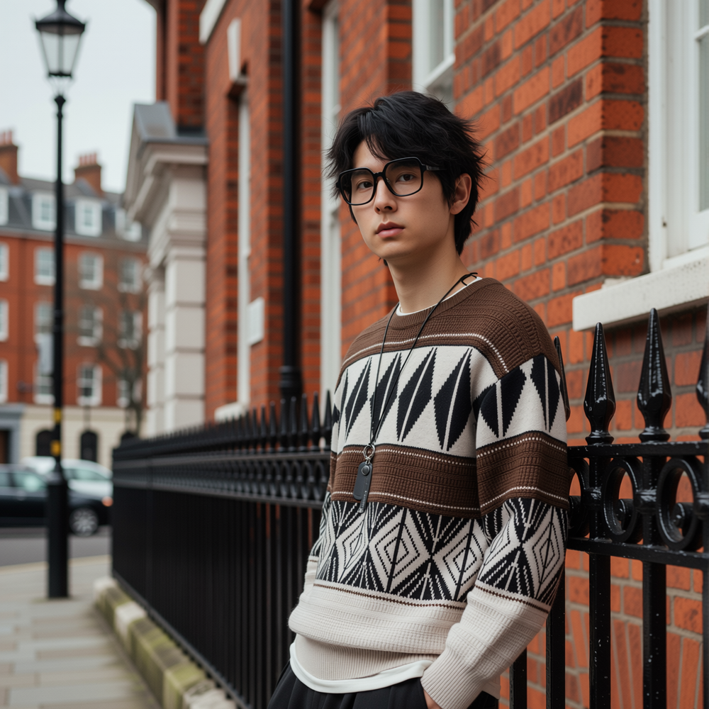 w2x秋冬季双面针织衫套头上衣保暖外套加厚长袖复古毛呢毛衣男士