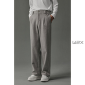 青年长裤 w2x冬季 子垂坠感小西装 裤 加厚毛呢休闲裤 男直筒宽松男裤