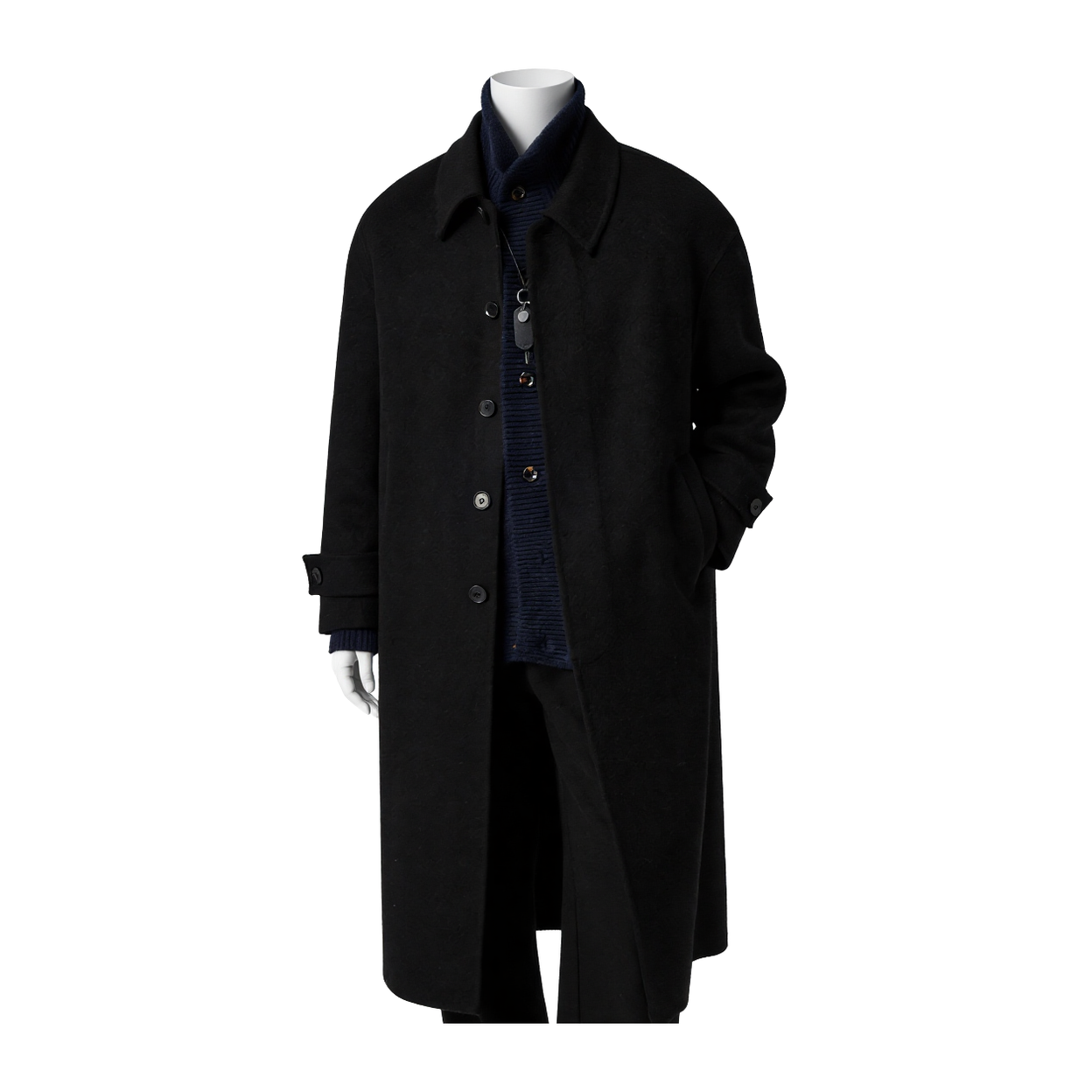 w2x冬季羊毛呢大衣双面呢加厚外套男新款商务西装男装风衣中长款