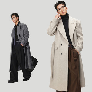 w2x秋冬季毛呢大衣加厚男装呢子外套男士中长款风衣男款冬装保暖