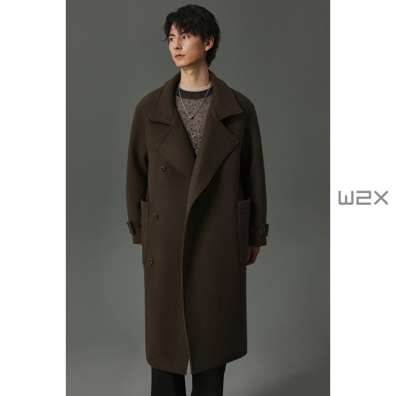 w2x双面呢羊毛大衣中长款