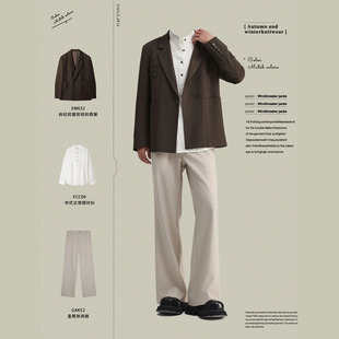 高级感痞帅小西服单西上衣外套男 男士 w2x秋冬季 斜纹肌理休闲西装