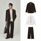 男装 w2x春季 高级感穿搭一整套搭配 衬衫 休闲西裤 休闲西装 外套长袖