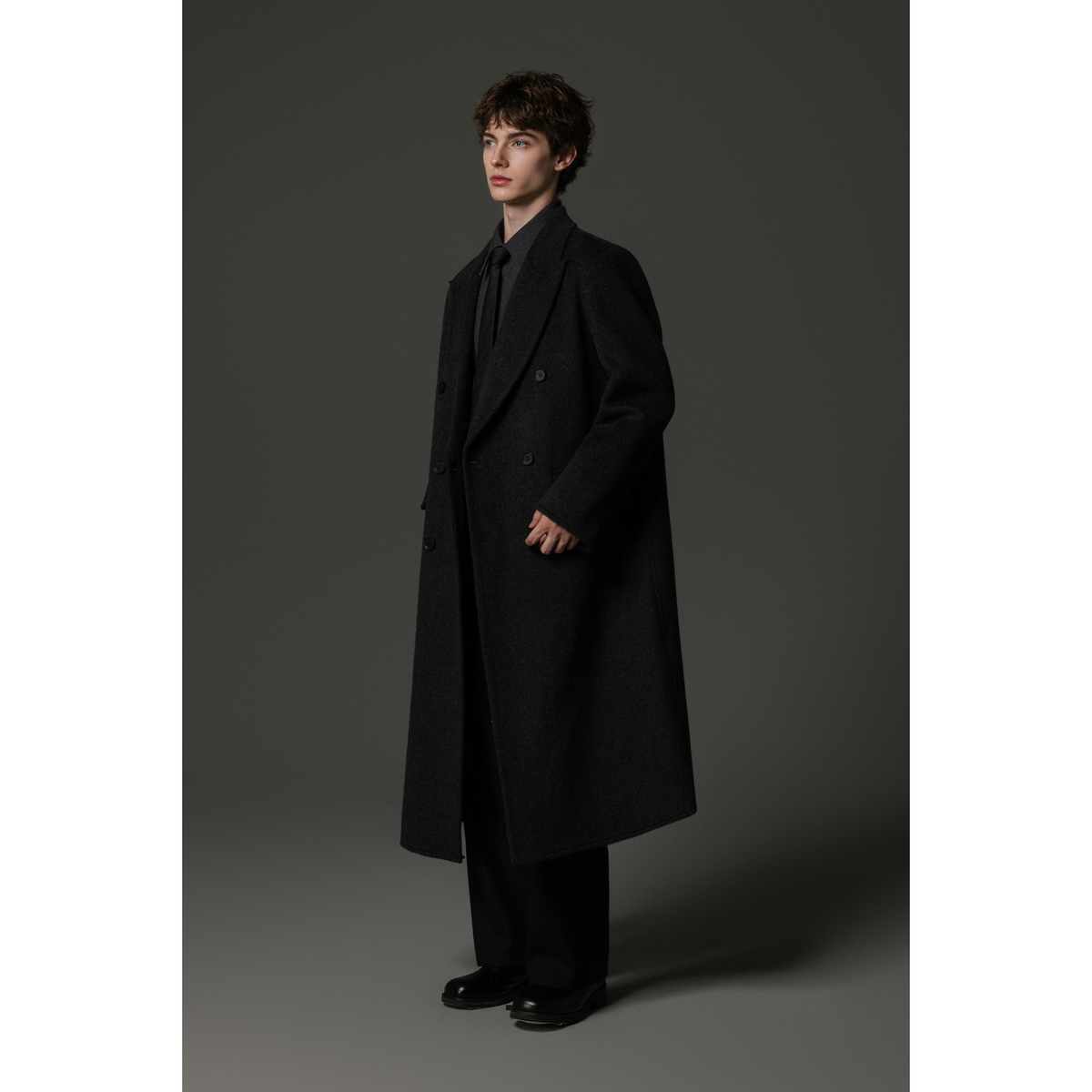 w2x秋冬季保暖纯羊毛呢大衣外套男士加厚冬装中长款风衣双排扣潮