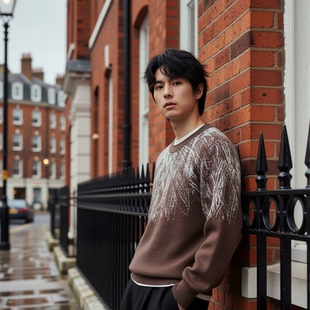 打底衫 w2x潮流针织上衣毛呢毛衣男士 加厚毛线衣长袖 新款 男 秋冬季