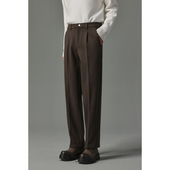 潮 修身 毛呢裤 w2x冬季 加厚款 男休闲裤 裤 子垂坠感长裤 锥形西装 男裤