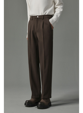 w2x冬季毛呢裤男休闲裤修身锥形西装裤加厚款男裤子垂坠感长裤潮