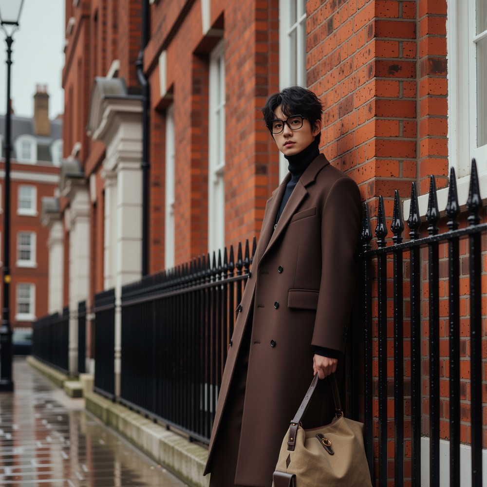 w2x秋冬季羊毛呢大衣新款男士西装双面呢加厚外套风衣中长款冬装