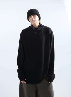 「GRNL」实用honey 40支棉混纺起绒面堆堆半高领打底长袖TEE男女