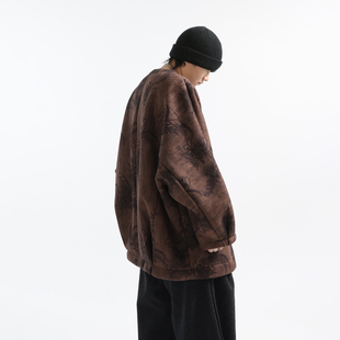 GRNL 雾枝密林 茧型立裁环保植绒复合仿麂皮加厚外套秋冬保暖外套