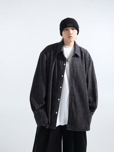 秋 衬衫 「GRNL」漫步竹林 原创竖纹强肌理大廓形OVERSIZE垂感长袖