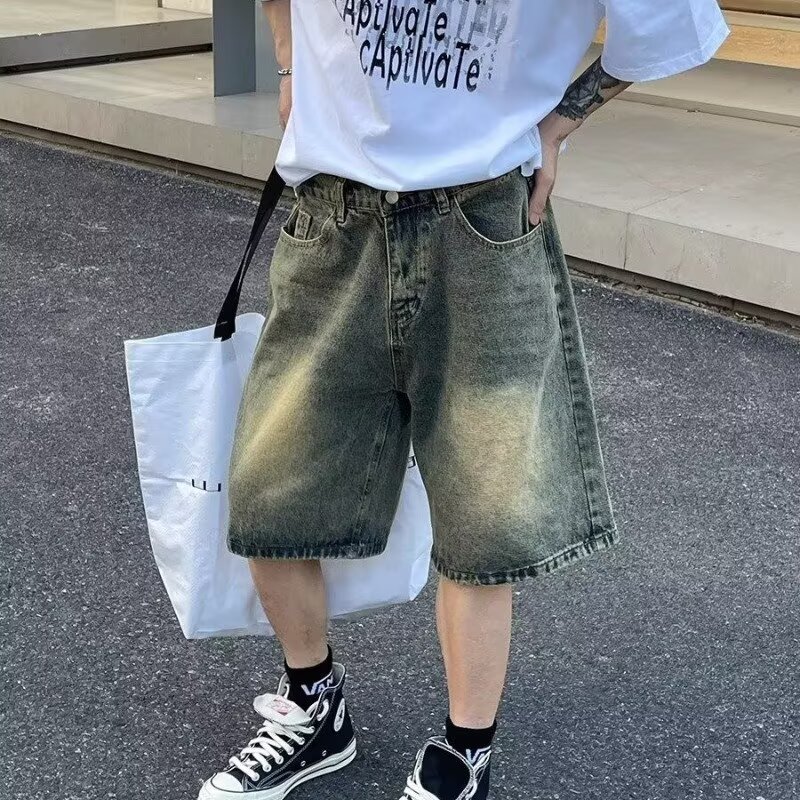 男士宽松牛仔裤夏季中裤
