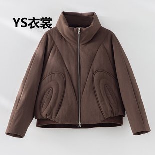 复古老钱风立领90白鹅绒短款羽绒服女高端显瘦小个子保暖夹克外套