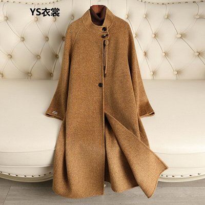 白色双面羊绒大衣女中长款2025秋冬新款赫本风过膝高端羊毛呢外套