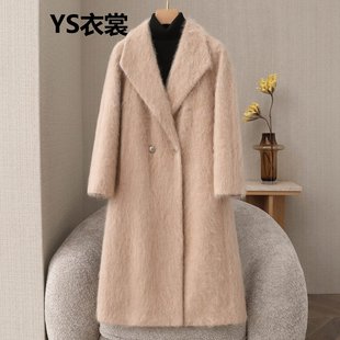 2026秋冬冬新款拉毛柔光长款高端水洗羊绒拉绒毛呢外套大衣女保暖