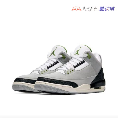 Air Jordan 3 GS AJ3灰绿女子中帮气垫缓震运动休闲鞋 398614-006