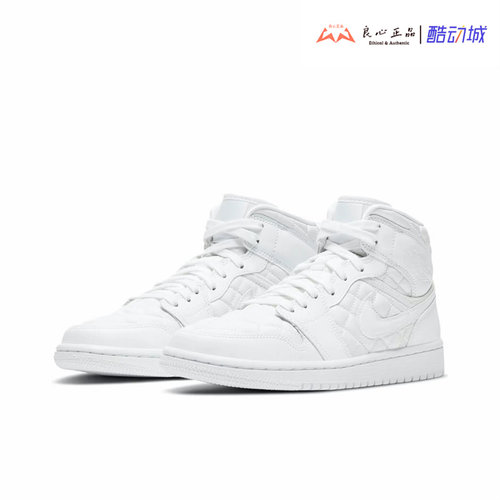 AIR JORDAN AJ1女子中帮潮流菱纹格休闲运动复古休闲鞋DB6078-100