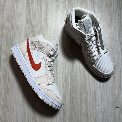 Air Jordan 1 Mid AJ1  灯芯绒高帮休闲篮球鞋 DA8009-108