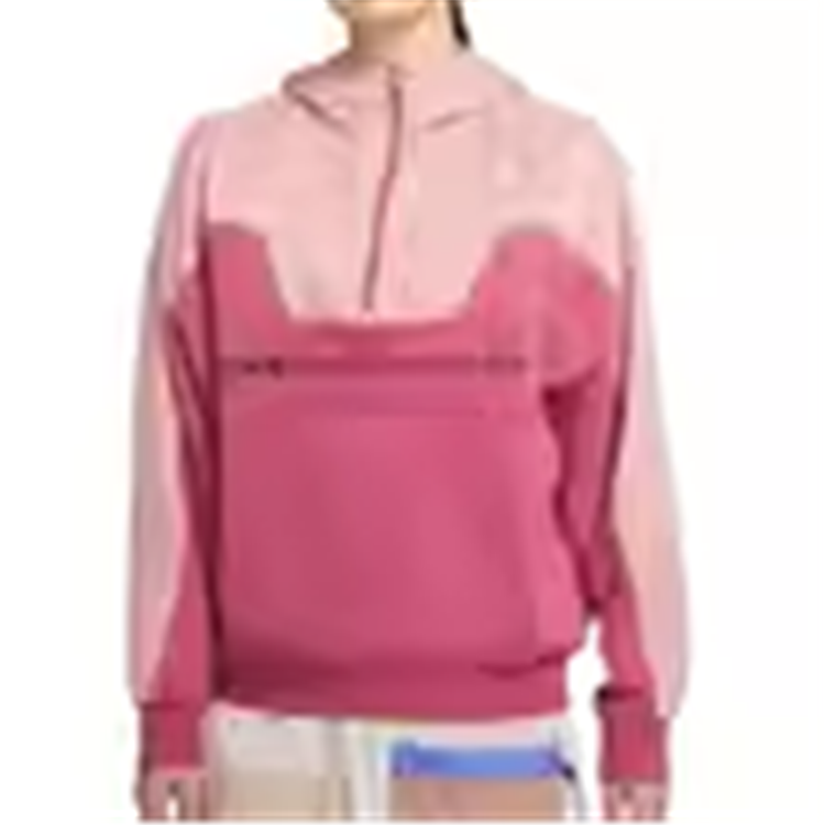 女子运动休闲半拉链连帽套头衫