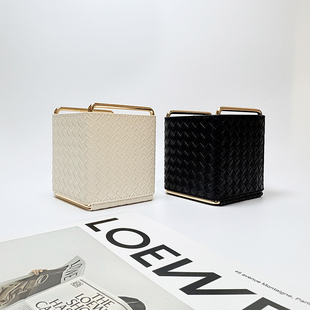 纸巾盒高档轻奢摆件创意抽纸盒桌面遥控器收纳筐化妆刷笔筒