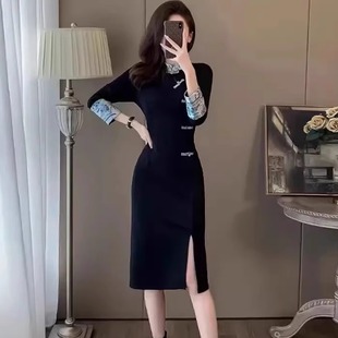 收腰显瘦中长款 加绒新中式 连衣裙春秋冬季 300斤女装 打底裙子 大码