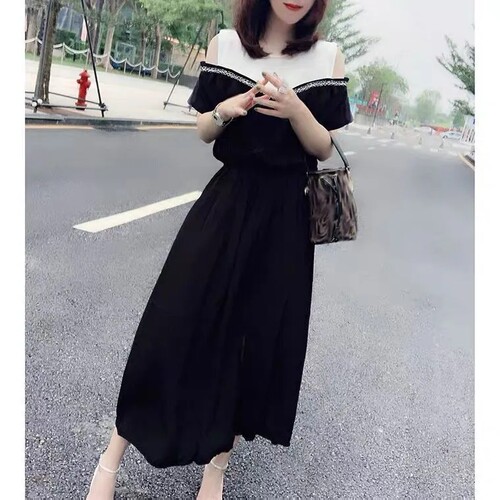 露肩大码女装300斤中长款连衣裙夏季2025新款显瘦遮肚子胖mm裙子