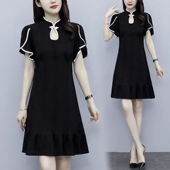 大码 仙女裙300斤减龄裙子气质改良旗袍显瘦遮肚子中长款 连衣裙夏
