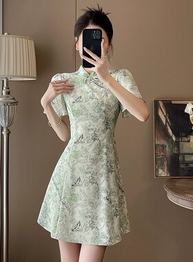 改良旗袍大码300斤女装2025新中式连衣裙夏季小个子气质显瘦裙子
