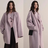 冬季 新款 重磅驼绒轻盈保暖简约系带大翻领羊毛双面毛呢大衣外套女