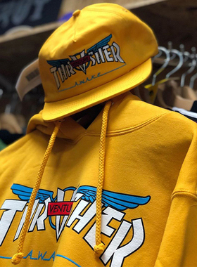 Thrasher Venture Collab 美版 联名火焰翅膀加绒帽衫情侣款