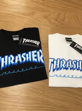 【羔羊House】Thrasher 日版 新款寒冰冰柱冰蓝火焰短袖T恤情侣款