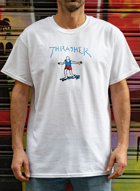 【羔羊House】Thrasher Gonz美版 火焰红白蓝撞色滑板小人短袖T恤