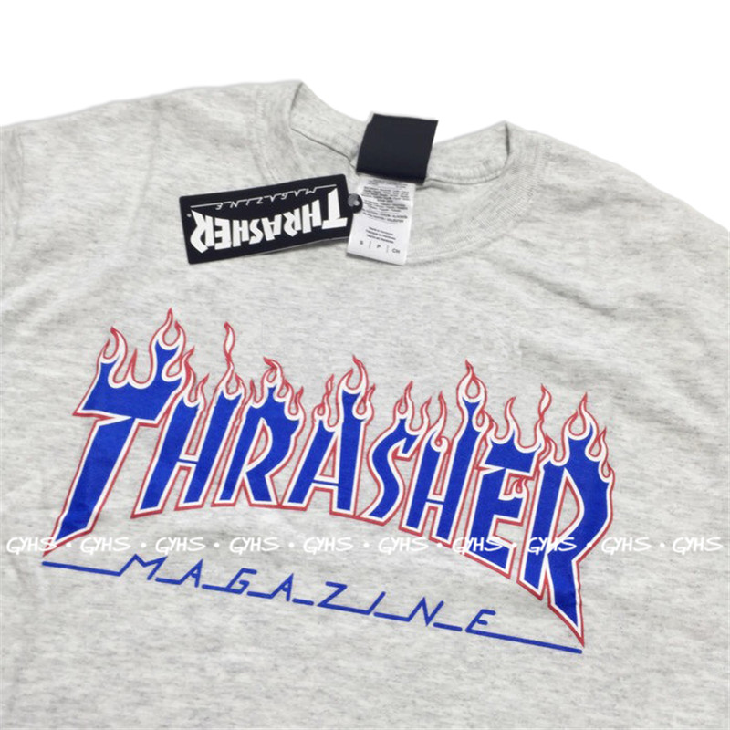 【羔羊House】Thrasher美版超限定雪花灰冰蓝火焰短袖T恤-封面