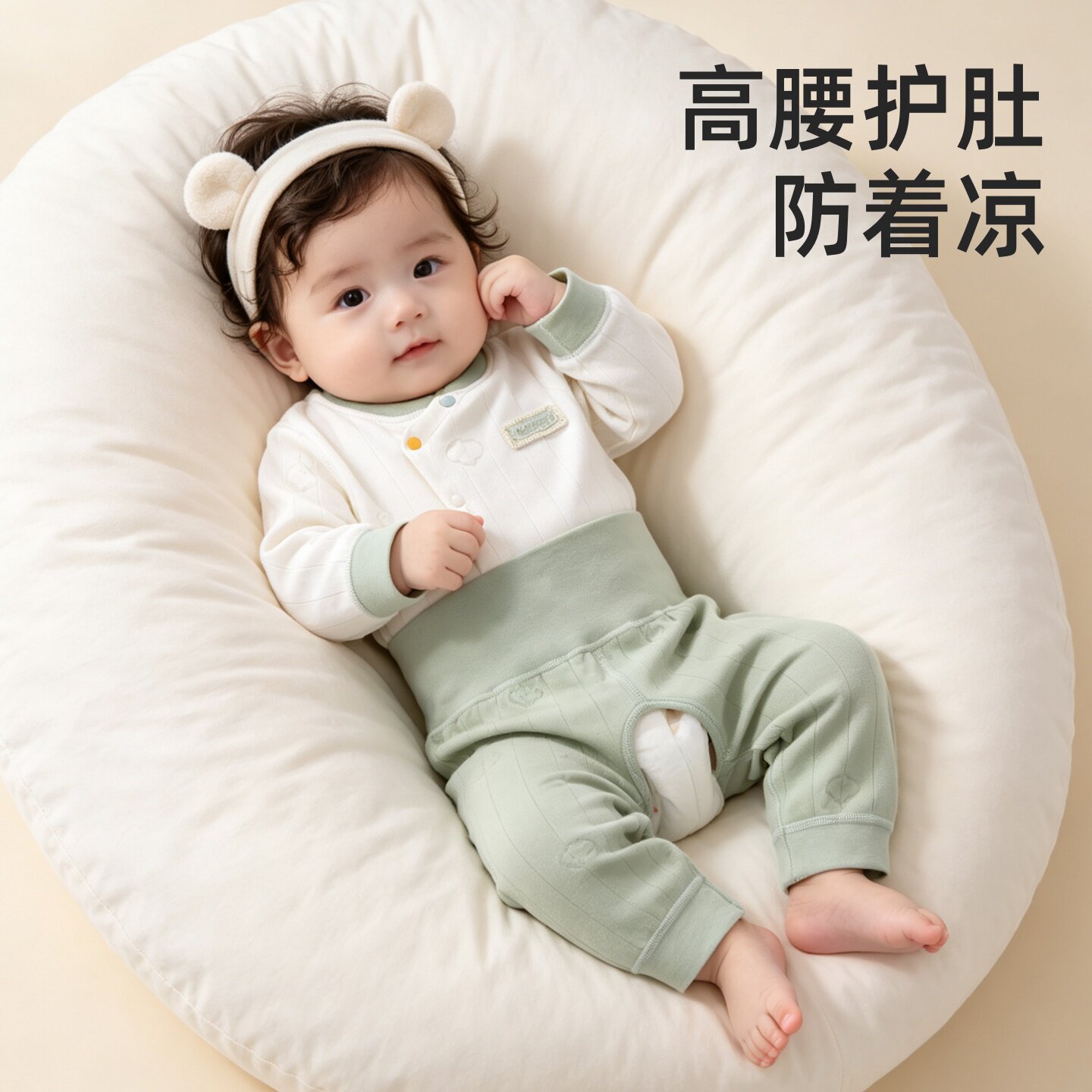 婴儿分体套装秋季开裆新生宝宝内衣打底秋天高腰护肚衣服幼儿睡衣