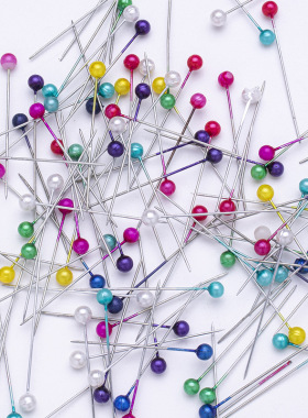 彩色珠子大头针带帽定位针固定针服装立裁珍珠针定型针插包工具