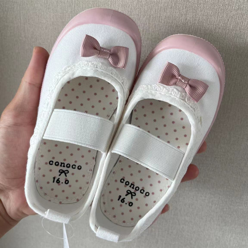 出口日本幼儿园室内鞋外贸女童软底一脚蹬帆布鞋春夏秋公主舞蹈鞋