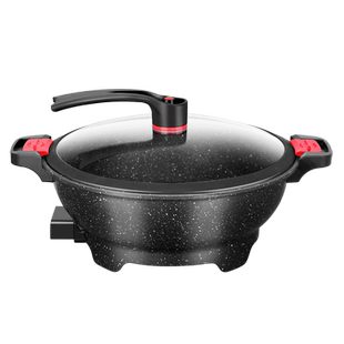 鸿迪多功能电微压锅麦饭石压力锅不粘锅家用电火锅蒸煮一体锅电锅