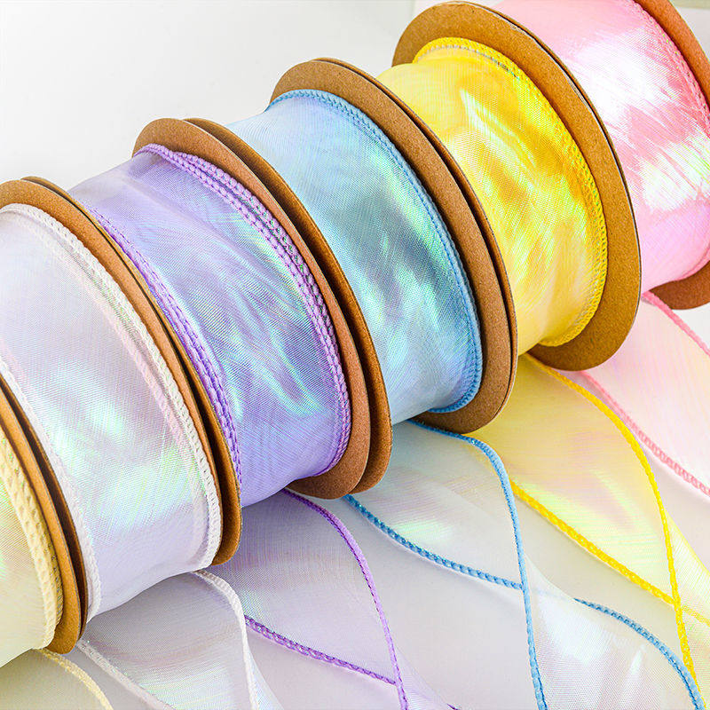 4cm宽幻彩鱼尾纱波浪网纱花束丝带包装礼盒装饰彩带手工diy蝴蝶结,居家布艺,丝带/绸带/布带,淘宝优惠券,粉丝福利购,淘宝优惠卷