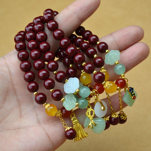 夏季新款仿朱砂手链女单圈福袋平安扣吊坠小清新串珠手串饰品礼物