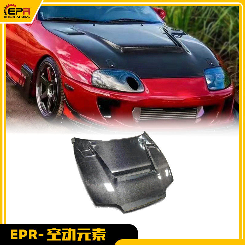 适用于丰田 Supra MK4 A80 碳纤维Varis款机盖引擎盖开孔散热改装