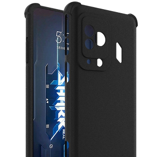 imak适用于BlackShark 5手机壳黑鲨5Pro全包防摔软套气囊版送屏幕贴简约磨砂黑商务潮牌5 Pro高端男士保护贴