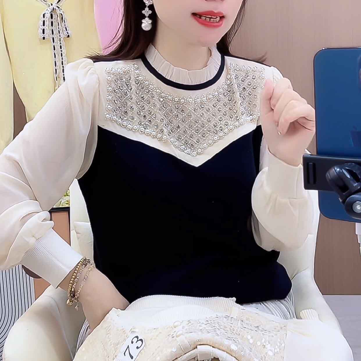 钉珠显瘦感小众减龄法式镂空重工