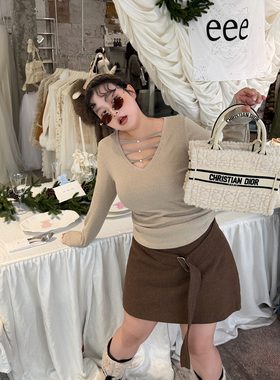 阿周家【m*u系百利甜】小蛮腰羊绒棉高弹显瘦修身打底衫T恤加绒