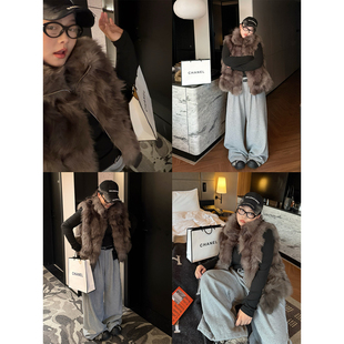 阿周家大码【芬兰日记】chao厚实高质感仿狐狸毛皮草马甲外套