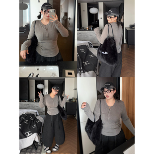 系显瘦腰线高弹设计感打底衫 羊绒棉Lu bi入实穿派 阿周家大码