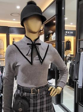 韩国高尔夫服装女士秋冬复古加绒带领卫衣时尚优雅亲肤保暖长袖