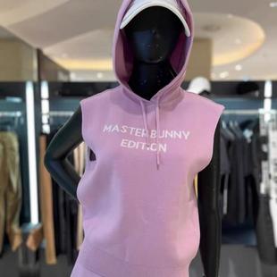 韩国高尔夫针织马甲背心 女士秋冬带帽背心时尚高端洋气百搭服装